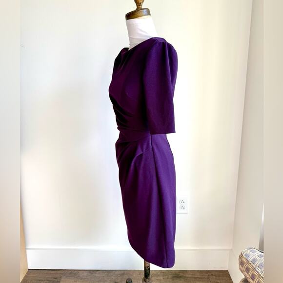 BETSEY JOHNSON PLUM PURPLE SHORT SLEEVE PROFESSIONAL MIDI DRESS SIZE 0 - Picture 5 of 8